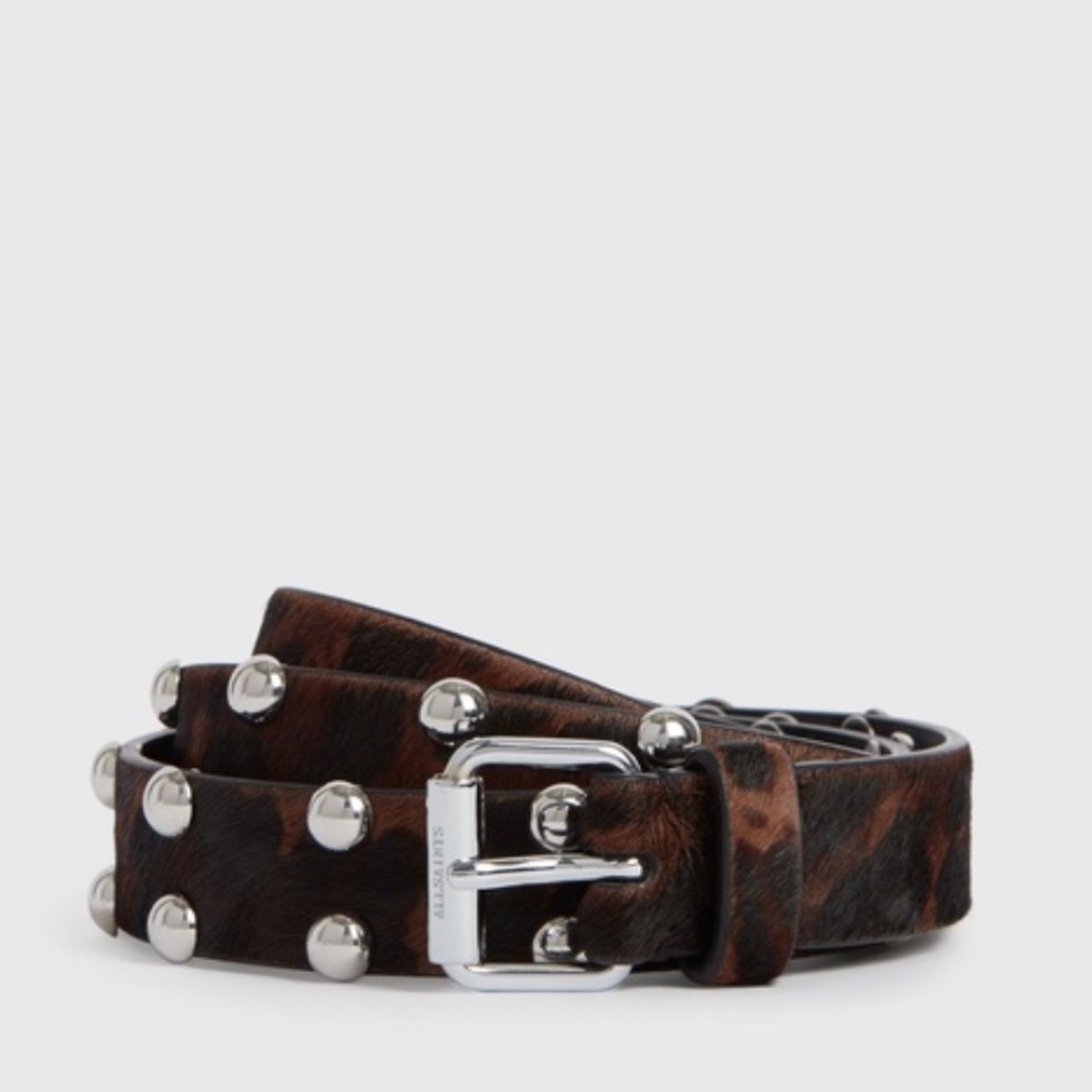 AllSaints Canis Leopard Studded Belt